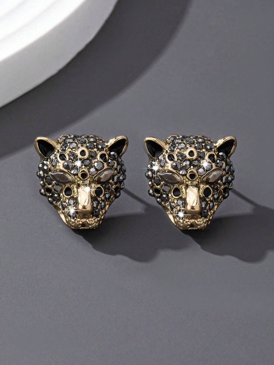 1 par de pendientes con diseño exagerado de leopardo para mujeres - Multicolor - Ver 1