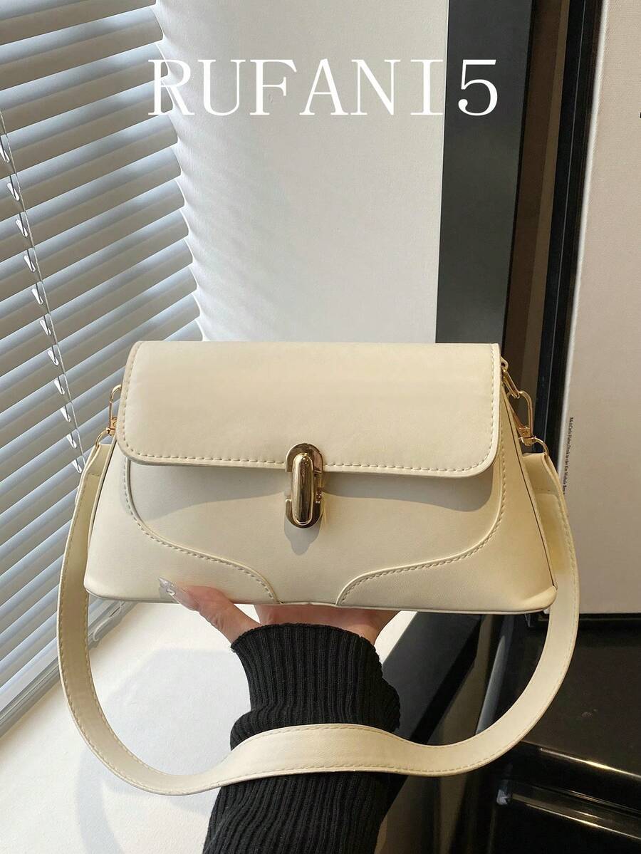 Nova Bolsa de Ombro com Fivela Decorativa de Hardware de Cor Sólida na Moda, Bolsa Feminina Quadrada de Couro Macio e Liso, Adequada para Compras, Carteiras, Compras, Jovens Mulheres, Estudantes Universitários, Novos Ingressantes e Profissionais de Escritório. São muito adequadas para escritórios, universidades, trabalho, negócios, deslocamentos, atividades ao ar livre, viagens e passeios.