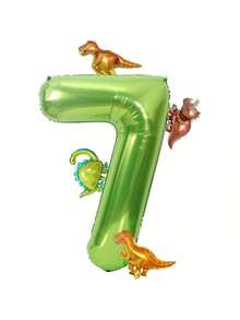 32-Inch Green Number 2 Dinosaur Balloon, Tyrannosaurus Rex, Velociraptor, Triceratops, Stegosaurus Foil Balloon, Suitable For Children's Birthday, Cute Dinosaur Baby Shower Party Decorations - View 9
