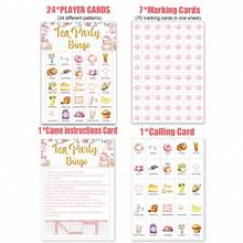 Set,Tea Party Bingo Game Set, 24 Player Cards For Birthday, Bridal Shower, Gender Reveal Shower, Wedding Favors,Ladies Game Night Party - Style 1 - View 11