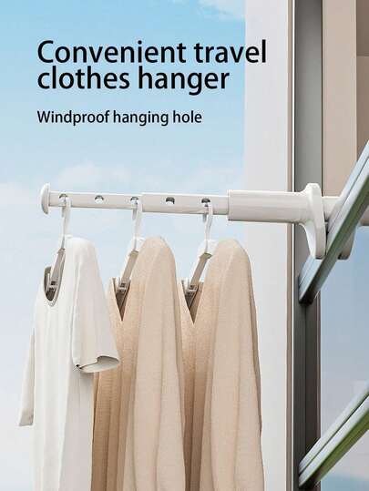 1pc Retractable Travel Clothes Drying Rack, Portable Folding Hanger For Hotel, Indoor Use, No Drilling Required