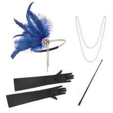 1920s Headpiece Flapper Set For Wedding/Party, Including Headband, Faux Pearl Necklace, Gloves, Retro Zinc Alloy Accessories Prom Halloween - Multicolor - View 54