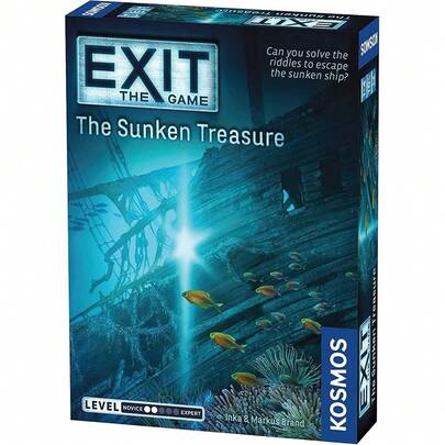 Exit The Game: The Sunken Treasure, Trò chơi giải đố tại nhà dành cho gia đình, sử dụng thẻ bài, từ 1 đến 4 người chơi, độ tuổi 14+, hoàn hảo cho những đêm chơi game.