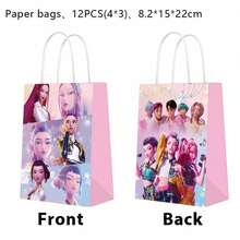 6个K-Pop恶魔猎杀少女纸袋，随机款式派对礼品袋，附赠贴纸，适合儿童生日（款式随机发送） - 彩色 - 查看 4