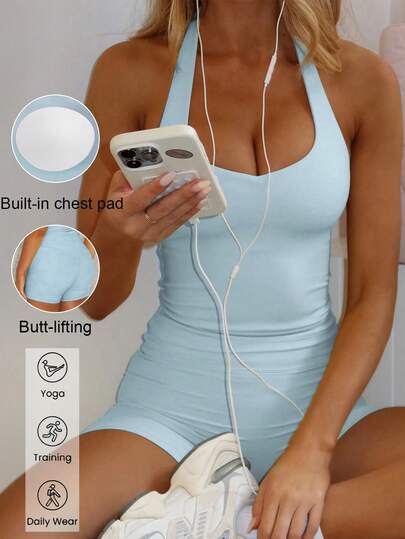 GAOVOT Women's 2 Pieces Summer Casual Sports Set, Sexy Camisole Top And High Waist Tight Shorts, Suitable For Running, Workout, Yoga, Fitness