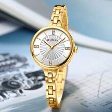 CURREN Women Watch Fashion Elegant Quartz Waterproof Bracelet With Rhinestone Stainless Steel Strap Ladies Wristwatch Gifts - Multicolor - View 9