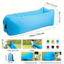XFH Outdoor Air Lazy Inflatable Sofa Bag Portable Camping Sofa Air Sleeping Bag Lunch Break Mattress Music Festival Concert Recliner, Quick Inflatable Portable Sofa Bed - Supports A Weight Of 440.92 Pounds, Suitable For Beaches, Outdoor And Travel - Màu Hoa hồng đỏ - Xem 6