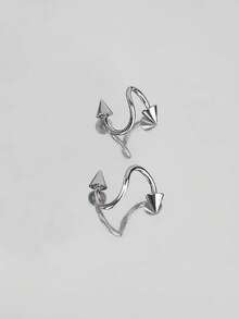 2只装不锈钢S形耳骨钉，极简朋克风耳钉，16G 1.2mm - 銀色 - 查看 7