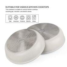 ABKOK 5pcs/8pcs Set Non-Stick Cookware Set With Detachable Handles, Suitable For All Stovetops, Essential Kitchenware With Heat Resistant Handles - View 8