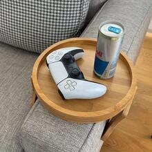 Sofa Tray Table Sofa Armrest Clip-On Tray Natural Bamboo Sofa Tray Practical TV Snack Tray For Remote Control Coffee Snacks - 木製的 - 查看 5