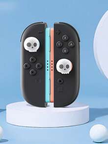 2入水晶骷髏搖桿帽矽膠套，防滑握把保護套，相容 Switch NS/Switch 2/Switch OLED/Switch Lite Joy-Con 控制器，透明亮片與白色骷髏設計，柔軟提升遊戲體驗，個性化 DIY 控制器裝飾，適合 Switch 玩家、萬聖節與收藏家，相容 Switch 主機遊戲控制器配件 - 彩色 - 查看 9