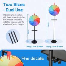 16 Inch Color Prize Wheel, 10 Slots Roulette Spinning Game Wheel With Height Adjustable Metal Stand, Dry Erase Marker And Eraser, Tabletop Roulette Spinner Of Fortune For Party Carnival Trade Show - A - View 7