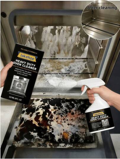 jakehoe 1瓶30毫升、1瓶237毫升、1瓶500毫升厨房烤箱清洁剂 - 强力去油剂 - 去除烧焦的油渍和积碳 - 不锈钢配方 - 适用于节日烹饪准备、全年厨房维护和家居清洁