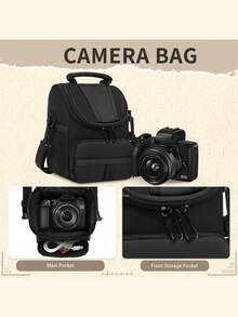 NEWHEY 男士小型相机单肩包，旅行摄影单肩包，轻便摄影配件收纳包，适合户外摄影，可拆卸肩带，可手提/单肩两用，带充电器收纳包，男女通用，旅行必备，邮轮必备，度假必备，假日必备，旅行用品 - 黑色 - 查看 2