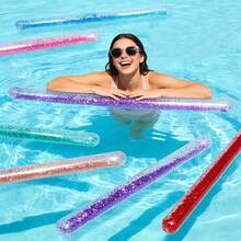 Palo inflable con purpurina para natación de verano, flotador de piscina transparente con lentejuelas y válvula de aire oculta, barra de ocio acuático de PVC duradero aplicable para piscina, playa, lago, juguete de natación portátil y ligero para juegos acuáticos en el hogar y decoración de fiestas, flotador de piscina, artículos esenciales de playa - Multicolor - Ver 1