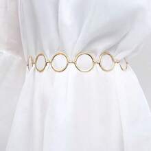 European And American Cross-Border Accessories, Minimalist Geometric Round Single-Layer Body Chain, Versatile Punk Metal Waist Chain For Women, Geometric Pattern Bohemian Zinc Alloy Waist Chain, All Season - Gold - View 10