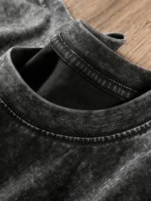 Vintage Washed Double Sided Printed Vest 210gsm Heavy Weight Pure Cotton T Shirt Rooster Surfing Cartoon Animal Print Summer Casual Streetwear S To 3XL High Quality Gift Suitable For Both Men And Women Comfortable And Stylish Street Style Pure Cotton T Shirt - 黑色 - 查看 5