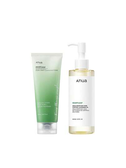 Anua [Bundle] Heartleaf Pore Control Cleansing Oil 200 Ml + Quercetinol Pore Deep Cleansing Foam 150 Ml