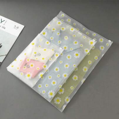 10/20个白色雏菊图案哑光塑料收纳袋，礼品包装袋，服装包装袋，可重复密封气密收纳袋，加厚防水塑料袋，可重复使用的拉链袋，适用于节日、学校、宿舍、办公室、交通运输、邮寄、生日、婚礼、派对、礼品包装等场合。