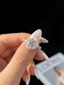 1枚精美时尚邪眼5克拉莫桑石钻石6爪S925纯银结婚戒指，适合作为订婚礼物、妻子礼物、女友礼物、生日礼物、周年纪念礼物、新娘首饰。 - 銀色 - 查看 2