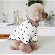 春夏宠物服装，适合小型犬猫，包括贵宾犬、比熊犬、泰迪犬等小型犬种，可爱爱心设计 - 白色 - 查看 6