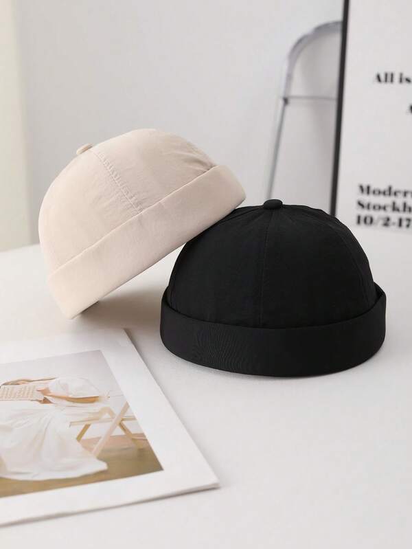 1Pc Waterproof Docker Cap Without Visor Fast Dry Brimless Caps Solid Color Anti-UV Beanie Hat Adjustable Hats For Men Women