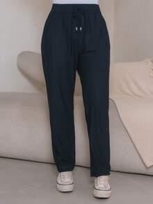 Women's Polyester Tie-Front Pants - Royal Blue - View 4