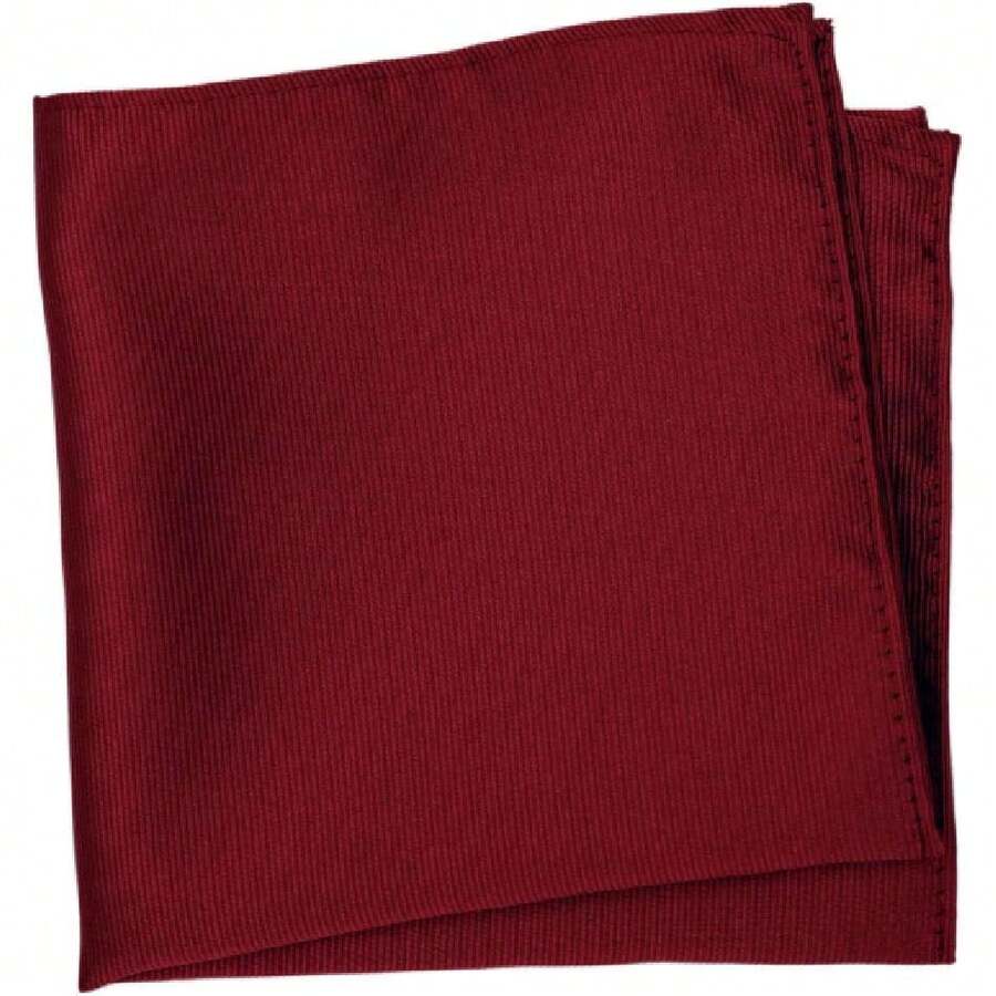 Men's Solid Pocket Square, 43365321 - Red - View 1