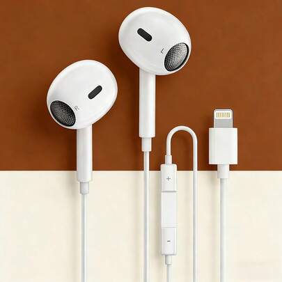 有线耳机，Lightning接口，即插即用，内置麦克风和遥控器，兼容 14/13/12/11/XR/XS/X/8/SE/Pro/Pro Max，支持所有iOS系统，降噪，入耳式耳机