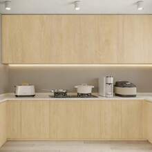 1卷棕黄色自粘木纹装饰壁纸,可移除可重复使用,可剥离粘贴的复古木纹接触纸,适用于橱柜、台面、桌子和架子/房间装饰、家居装饰、卧室装饰,可粘贴在瓷砖、海报、墙贴、桌面贴纸上,乙烯基壁纸卷 - 美橡木 - 查看 4