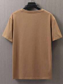 Men's Triangle White T-Shirt, Premium 100% Cotton - Brown - View 3