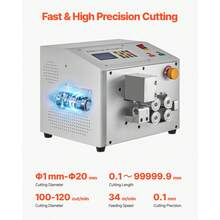 Automatischer Schrumpfschlauchschneider, Rohrschneidemaschine mit LCD-Display, 1–20 mm Schnittdurchmesser, 0,1–99999,9 mm Schnittlänge, für PVC-PE-Rohre, Silikonrohre, weiche Wasserrohre - 500 W - Übersicht 2