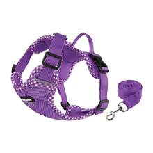 （2件套）小型犬胸背带套装，带牵引绳，格子拼接装饰，可调节反光柔软透气网眼宠物胸带，方便遛狗 - 彩色 - 查看 26