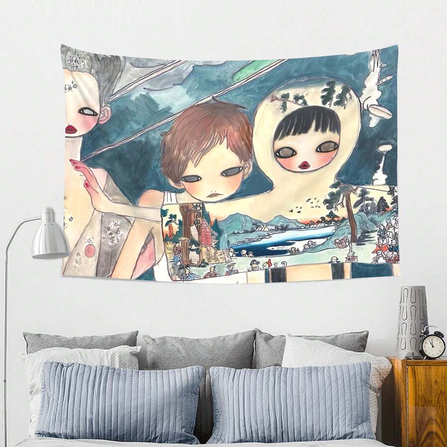 Tấm thảm trang trí phong cách cổ điển của Aya Takano mang đến bầu không khí ấm cúng cho khu vực đọc sách hoặc góc thư giãn của bạn, mang lại sự ấm áp cho không gian cá nhân. - Nhiều màu - Xem 1