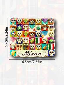 1 pezzo Calamita da frigo souvenir di viaggio in Messico, riproduzione di elementi classici in pittura 3D, come patatine di mais, cibo messicano taco, piramide maya, teschio della cultura, sombrero e procione che suona la chitarra, simboli iconici, colori vivaci e texture fine, decorazione per frigorifero domestico, regalo commemorativo di viaggio per amici e colleghi, adatto per collezione e decorazione quotidiana, combinando estetica e significato commemorativo - magneti da frigorifero - Visualizzare 16