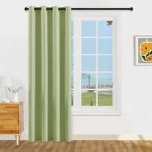 1pc Or 2pcs Available/Lightweight Blackout Curtains/Lightweight Coated 100% Blackout Curtains On /Top Eyelet Metal Ring Curtains/Room Darkening Privacy Curtains/Living Room Curtains/Bedroom Curtains - Green - View 18