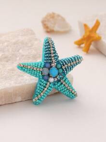 1pc Handmade Beaded Starfish Brooch, Bohemian Ocean Style, Suitable For Women's Daily, Beach, Vacation Casual Wear. Handmade Shape And Color May Vary Slightly. - Starfish - View 14