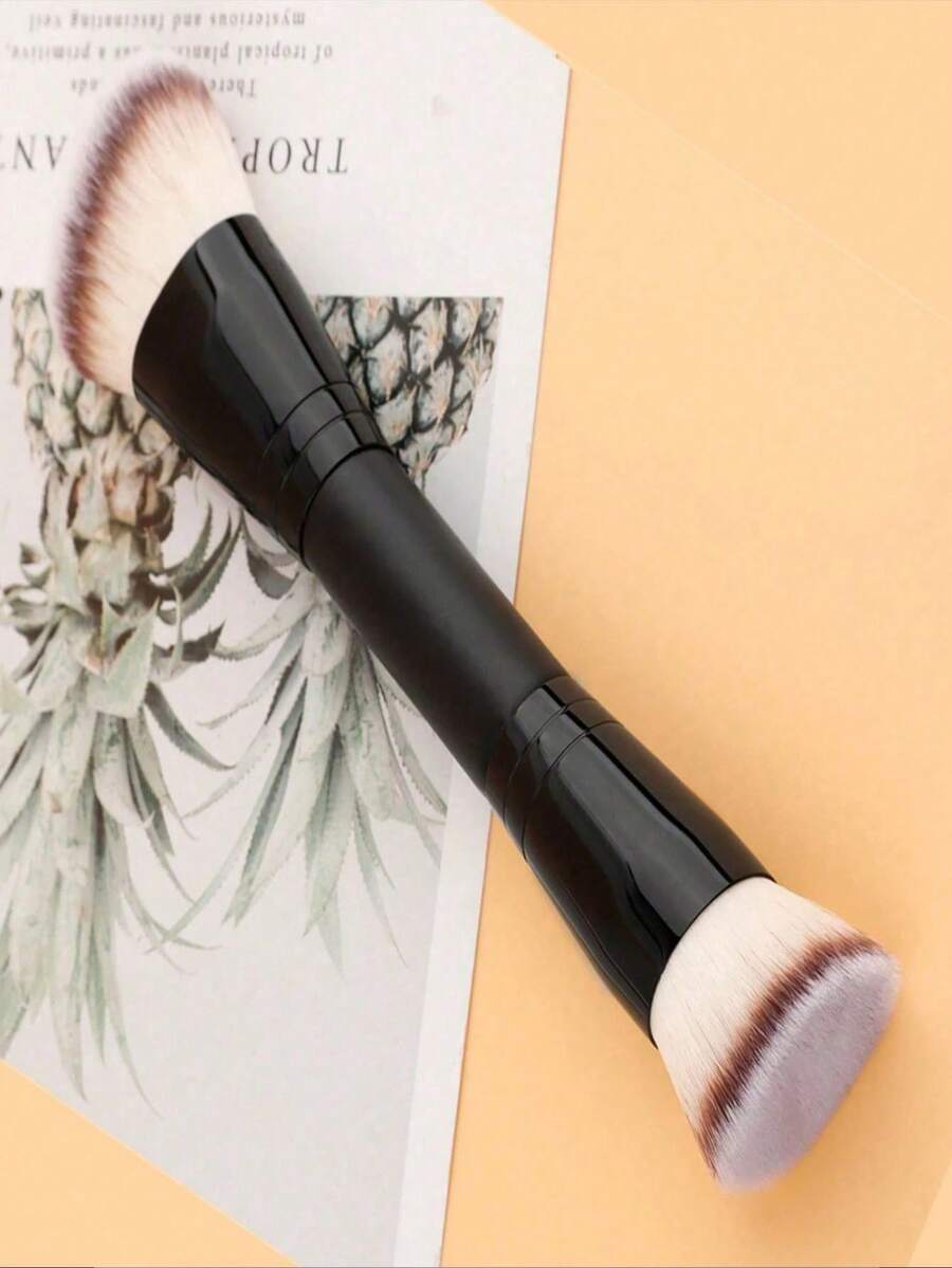 二合一化妆刷套装 - 斜角轮廓刷和平头粉底刷，适用于BB霜、粉底液，可实现无缝晕染、阴影和轮廓修饰（专业化妆刷套装）粉底刷、遮瑕刷、腮红刷、轮廓刷、腮红刷、高光刷、散粉刷、粉底刷、腮红刷，礼品套装