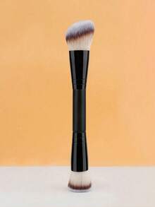 二合一化妆刷套装 - 斜角轮廓刷和平头粉底刷，适用于BB霜、粉底液，可实现无缝晕染、阴影和轮廓修饰（专业化妆刷套装）粉底刷、遮瑕刷、腮红刷、轮廓刷、腮红刷、高光刷、散粉刷、粉底刷、腮红刷，礼品套装 - 黑色 - 查看 5