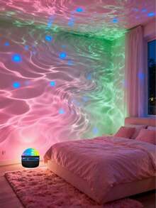 USB Automatic Rotating Wave Projection Lamp, Suitable For Bedroom Relaxation And Home Party Decoration - 黑色 - 查看 4