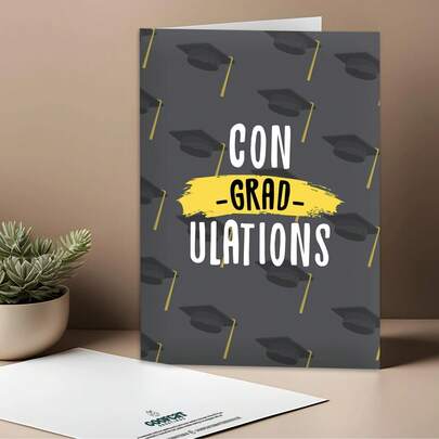 1pc Funny Bear Graduation Card, Minimalist "Nice Hat" Greeting Card, Sarcastic Graduation Gift For Classmates & Besties, Creative Congratulations Card For School/College