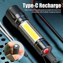 1pc High Power LED COB Rechargeable Mini Flashlight, Portable Outdoor Searchlight For Fishing, Emergency And Work - Style a - View 11