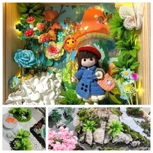 20株仿真植物，4层椰子叶，迷你仿真花树模型，假植物，仿真迷你树，适用于母亲节装饰、毕业典礼装饰、桌面家居装饰、各种房间装饰、花园火车轨道装饰、景观模型、手工盆景装饰、仙女花园装饰 - 彩色 - 查看 5