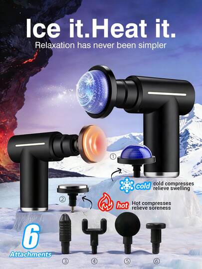 YTWO Hot & Cold Massage Gun, Premium Fascia Gun Set, Valentine's Day Gift - Includes Hot & Cold Therapy Heads, Professional Muscle Massage Relaxation Kit With 6 Massage Attachments, 1800mAh Battery, Unisex, Sports & Fitness Massage Gun, Portable & Powerful, Best Seller For Post-Workout, Yoga & Fitness Muscle Relief