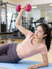 实心塑料涂层防滑耐用哑铃，适合男女老少、青少年和上班族进行室内外锻炼，例如俯卧撑、深蹲、瑜伽、抬腿、臀桥（配有哑铃踝带和腰带）。迷你哑铃健身装饰品，轻巧便携，适合卧室使用。 - 彩色 - 查看 8