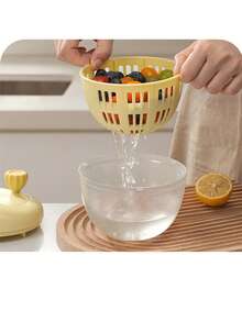 1Pc Kitchen Vegetable Dehydrator - Fruit Washing & Draining Bowl Multi-Functional Manual Dehydration Tool - One Size - View 10