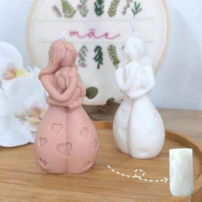 1 pieza Molde de arcilla DIY, adecuado para hacer yeso, velas, productos de aromaterapia, figura decorativa del hogar de madre e hija abrazándose, ideal para el Día de la Madre