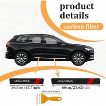 New- 4PCS Car Door Sill Tectors, Car Door Edge Guards, Carbon Fiber Auto Entry Edge Guard Sill Scuff Plate Cover Strips, Anti-Scratch Threshold Tection Trim  For Most Vehicles - Red - View 2