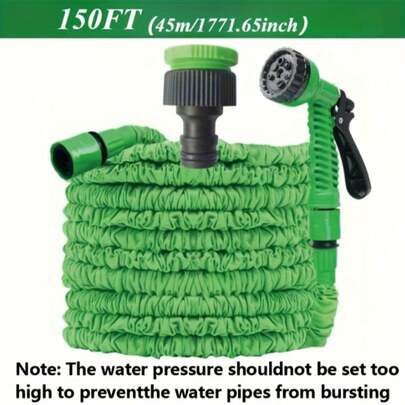 Expandable Garden Hose With 7 Adjustable Spray Patterns - Durable Leak-Proof PVC Rubber, European Standard Connector, Easy Storage - Ideal For Home Use, Car Washing & Garden Watering