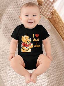 Disney Newborn Baby One-Piece Diaper Cover For Summer Light Style Baby Unlined Short-Sleeved Triangle Shirt Soft And Comfortable Pregnancy Gift - màu đen - Xem 2